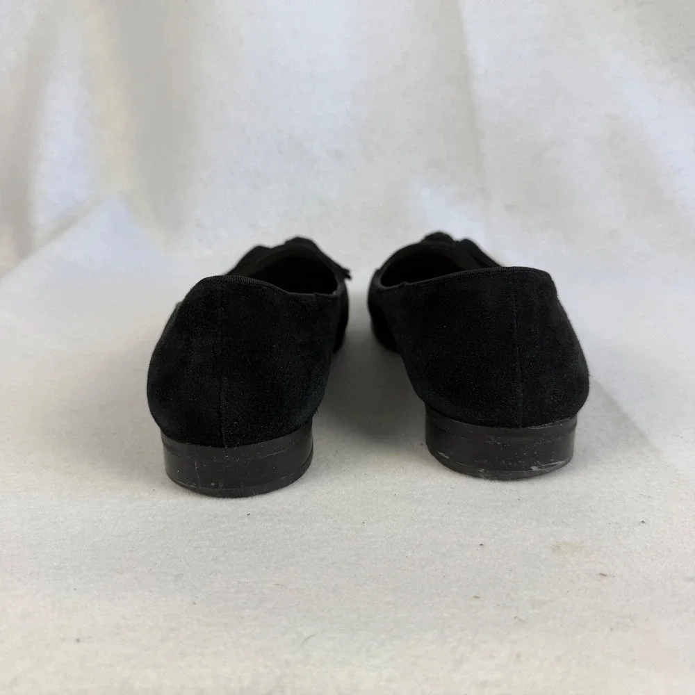 Anne Klein Darcy Black Suede Tassel Loafers Smoking Flats‎ Womens 9.5 Casual